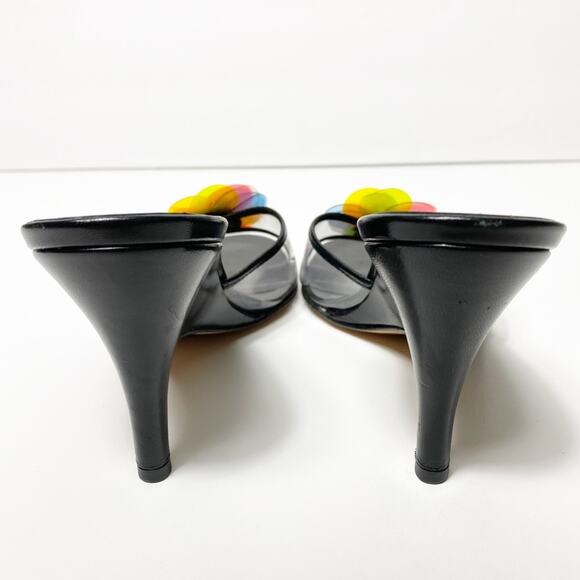 ISAAC Made in Italy Flower Black Heels SIZE 8.5 - Picture 5 of 8